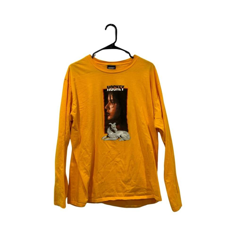 Hockey long sleeve tshirt - graphic tee - yellow - 2X